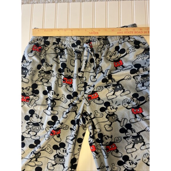 Disney Mickey Mouse Adult Size Medium  Grey Fleece Pajama Pants with Drawstring - Picture 5 of 10